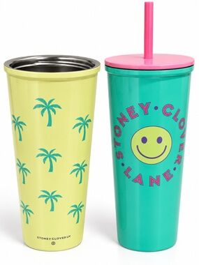 Collectible Stoney Clover Lane x Target Tumbler Set of 2 Smiley + Palm Tree